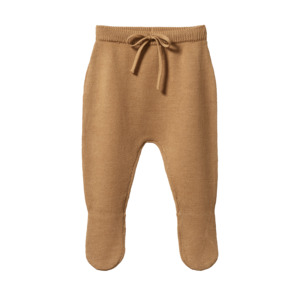 Nature Baby - Merino Wool Knit Footed Rompers - Caramel