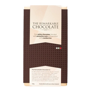 Confectionery Chocolate: White Chocolate, Pistachio Nuts, & Cranberries