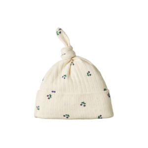 Nature Baby - Knotted Beanie Pointelle - Winter Berry Print