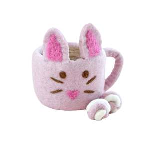 Toys: Felt Bunny Hot Chocolate Mug With Marshmallows - Pink