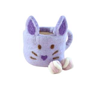 Felt Bunny Hot Chocolate Mug With Marshmallows - Lilac