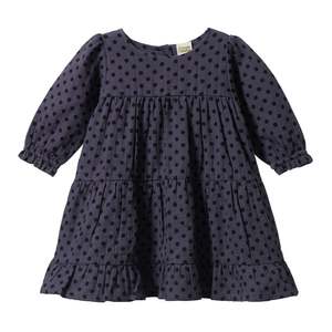 Children Clothing: Nature Baby - Elliot Dress - Violet Polda Dot Print