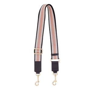 Saben - Feature Strap Webbing - Black + White + Desert Rose
