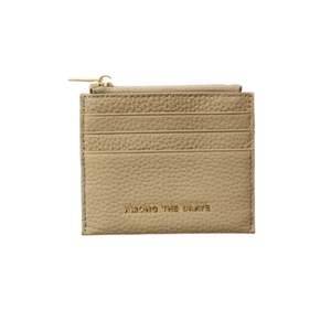 Small Taupe Leather Card Holder
