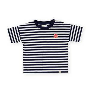 Children Clothing: Goldie + Ace - Essential Stripe Logo T-Shirt - Navy