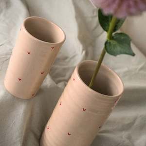 Brogan Handmade Skinny Vase - Hearts - Pink
