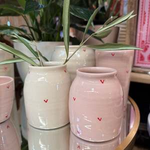 Brogan Handmade Bud Vase - Hearts - Pink