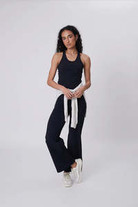 Marlow: Marlow - Recharge Rib Wide Leg Pant - Black