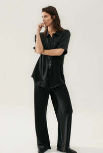 Silk Laundry: Silk Laundry - Bias Cut Pants Black