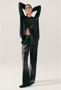 Silk Laundry: Silk Laundry - Bias Cut Pants Smoke