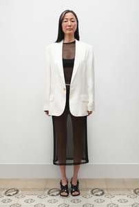 Silk Laundry - Mesh Mid Length Skirt - Black