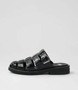 Rollie - Mule Fisherman Black Croc