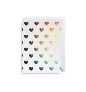 Greeting Cards: CARD - Silver Hearts on White