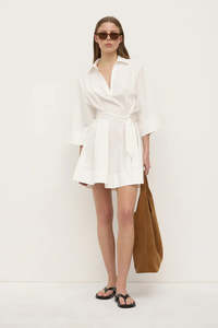 Outlet: Assembly Label - Claire Mini Shirt Dress - White