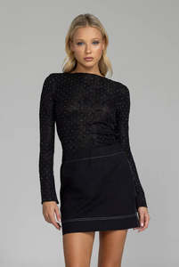 Blak: Blak - Gigi Top - Black Lace with Silver Dots