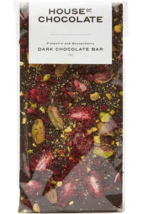 House Of Chocolate: House of Chocolate - Pistachio & Boysenberry Dark Chocolate Bar