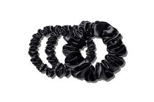 Slip: Slip - BACK TO BASICS BLACK MIDI/LARGE SCRUNCHIE SET