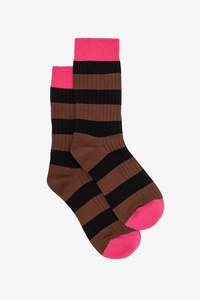 Antler - Choc Stripe & Pink Sock