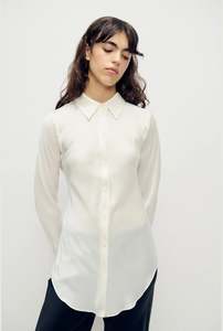 Silk Laundry: Silk Laundry - Bias Cut Shirt - White