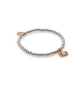 Jewellery: Silk & Steel - Guardian Two-Tone Bracelet - Pearl + Silver + Gold