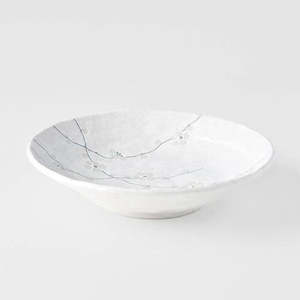 Naibu Pottery: Naibu -White Blossom Large Shallow Bowl