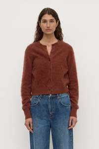 Assembly Label - Carina Merino Wool Long Sleeve Cardigan - Burnt Amber