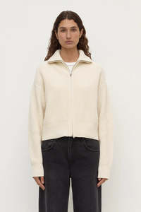 Sweaters Knitwear: Assembly Label - Kaia Wool Zip Sweater - Antique White