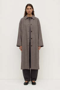 Coats Jackets: Assembly Label - Solana Wool Coat - Brown Black Check