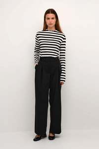 Karen By Simonsen - Candace Big Stripe Long Sleeve - Egret/Meteorite Stripe