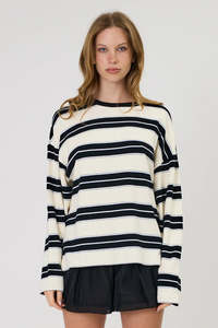 Remain - Miller Long Sleeve - Ivory/Black Stripe