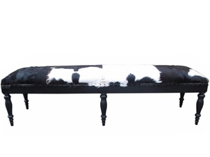 Cowhide Chairs + Stools: XL Bench Black