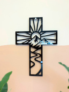 Mountain River Cross Wall Art