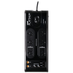 Surge Protected Power Boards: Platinum Power Board 6 Socket 2 USB Surge Coax & Data