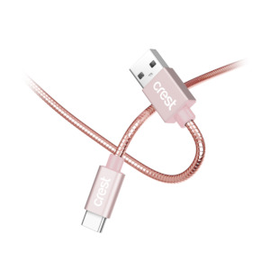 USB-C to USB-A Steel Cable 1.5M - Rose Gold