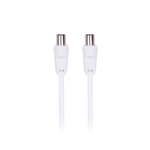 TV Antenna Cable Dual Shield Male To Male 1.5M White
