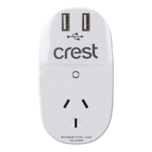 Travel Adaptors: EU to AUS Power Adaptor w 2 USB Ports