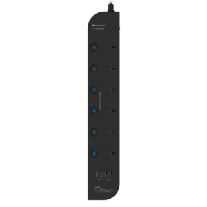 Power Boards: Platinum Surge Protector 6 Socket Switched Power Board with 4 USB Ports PD 65W - 1.8M
