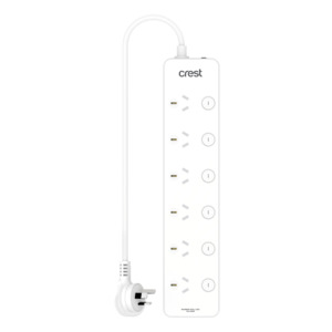 Power Board 6 Sockets Switched with Surge Protection