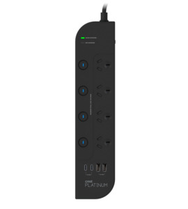Surge Protected Power Boards: Platinum Surge Protector 4 Socket Switched Power Board with 4 USB Ports PD 65W - 1.8M