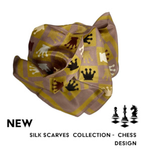 SILK SCARVES: SILK SCARVES - BROWN & GOLD