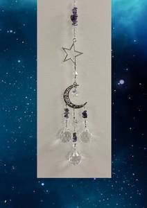 Amethyst Star and Moon Triple Suncatcher
