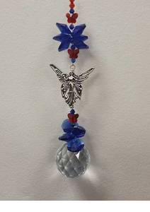 Dark Blue Fairy Queen with Red Butterflies Suncatcher