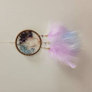 Aquamarine and Amethyst Tree with Rose Quartz Heart Dreamcatcher