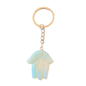 Keyrings: Opalite Hamsa Keychain