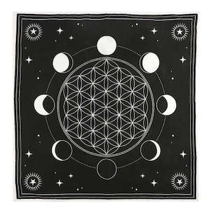 Shapes: Moon Phase Crystal Grid Altar Cloth