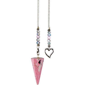 Pendulum: Rhodonite Heart Faceted Pendulum