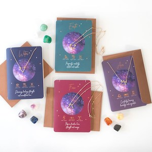 Crystals: Zodiac Elemental Necklace and Card