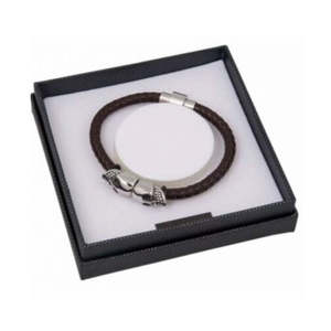 Equilibrium Mens Skull Leather Bracelet