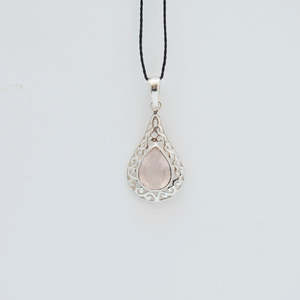 Rose Quartz S/S Teardrop Pendant