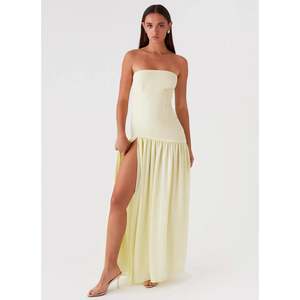 Pale Yellow Eden Strapless Maxi